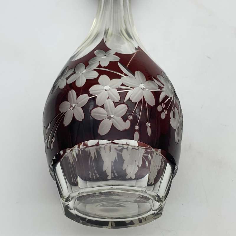 Early Garnet Red Bohemian Crystal Decanter