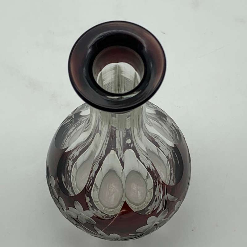 Early Garnet Red Bohemian Crystal Decanter