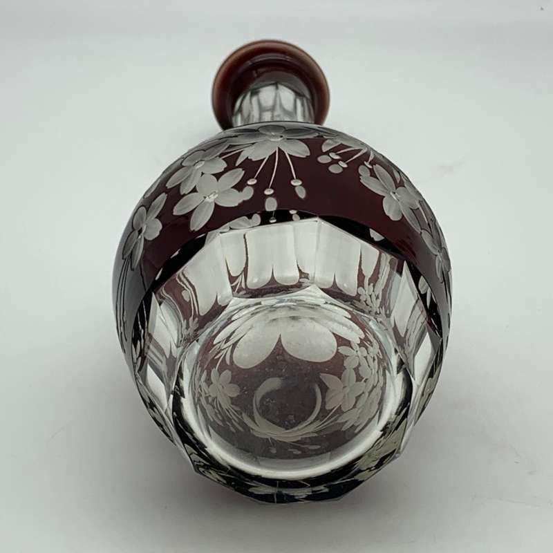 Early Garnet Red Bohemian Crystal Decanter
