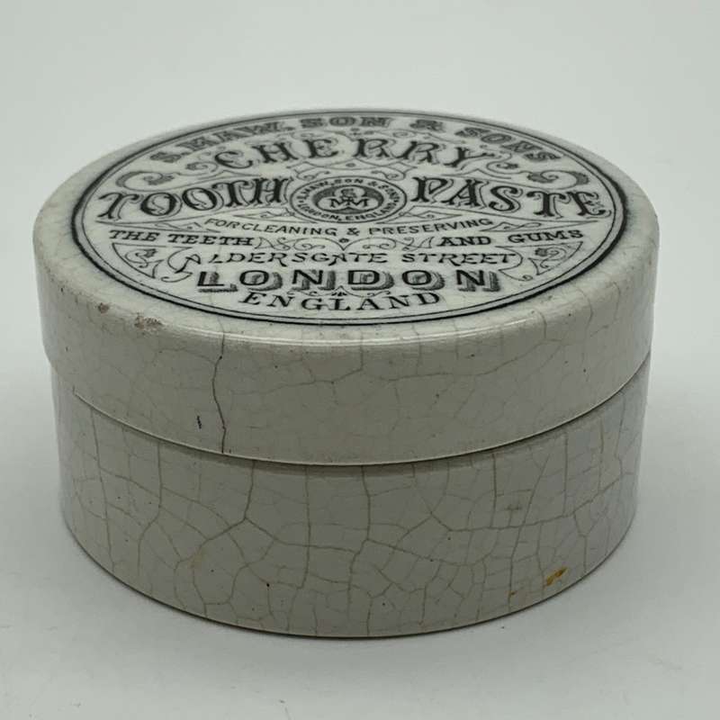Antique `Cherry Toothpaste` Pot & Lid