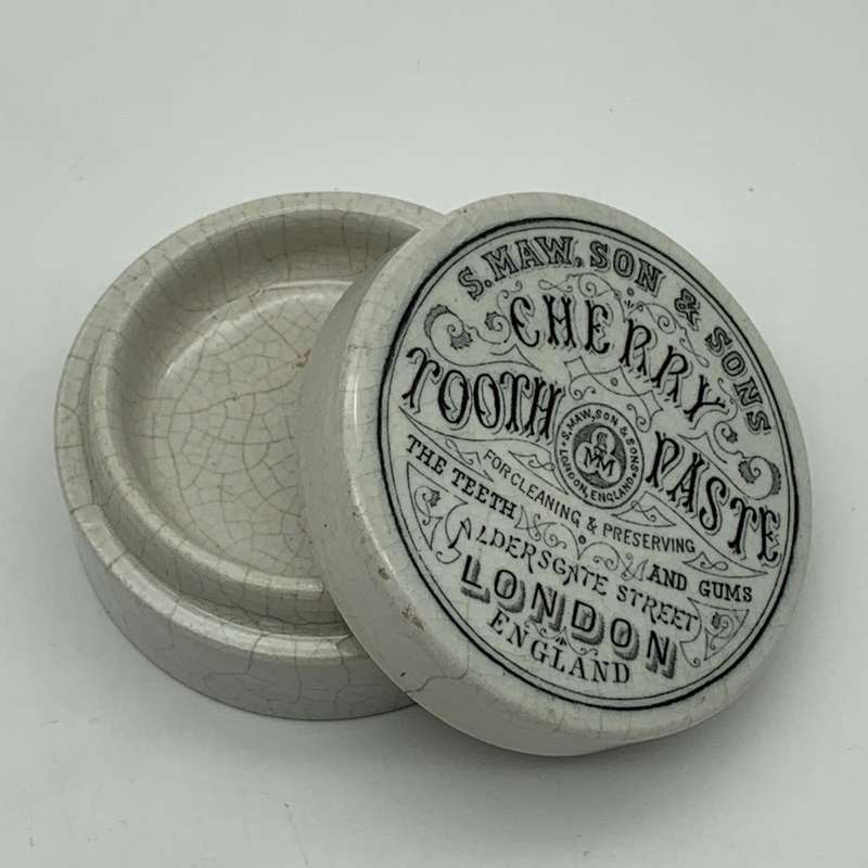 Antique `Cherry Toothpaste` Pot & Lid