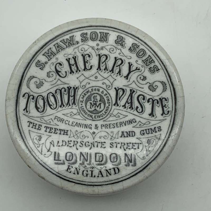 Antique `Cherry Toothpaste` Pot & Lid