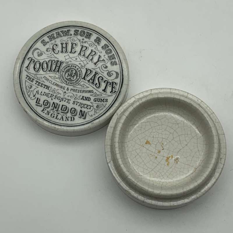 Antique `Cherry Toothpaste` Pot & Lid