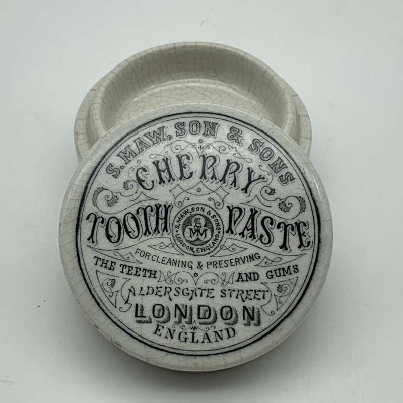 Antique `Cherry Toothpaste` Pot & Lid