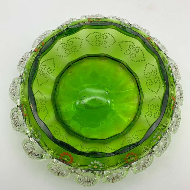 Antique `Mary Gregory` Enamelled Glass Bowl & Lid