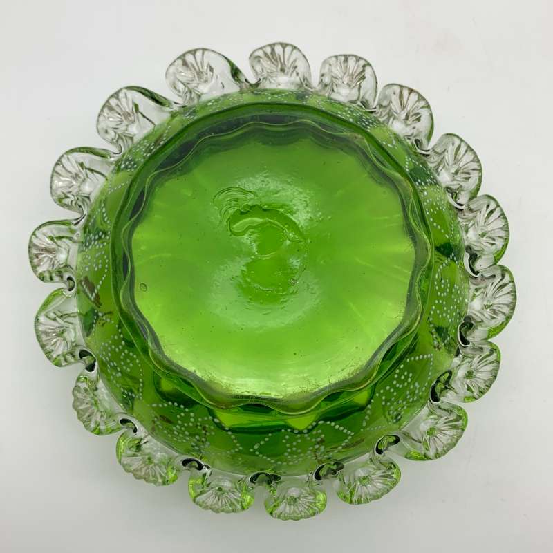 Antique `Mary Gregory` Enamelled Glass Bowl & Lid