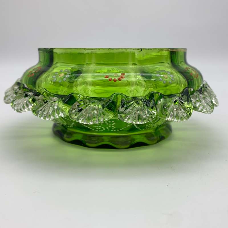 Antique `Mary Gregory` Enamelled Glass Bowl & Lid