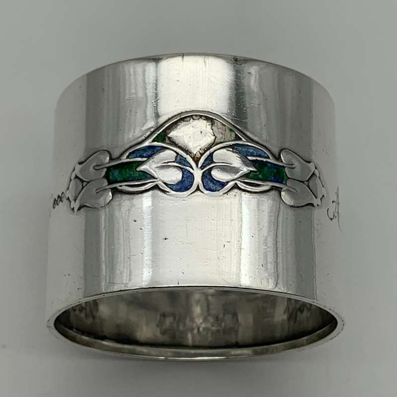 Rare `Liberty & Co` (CYMRIC) Silver & Enamel Napkin Ring (Archibald Knox)