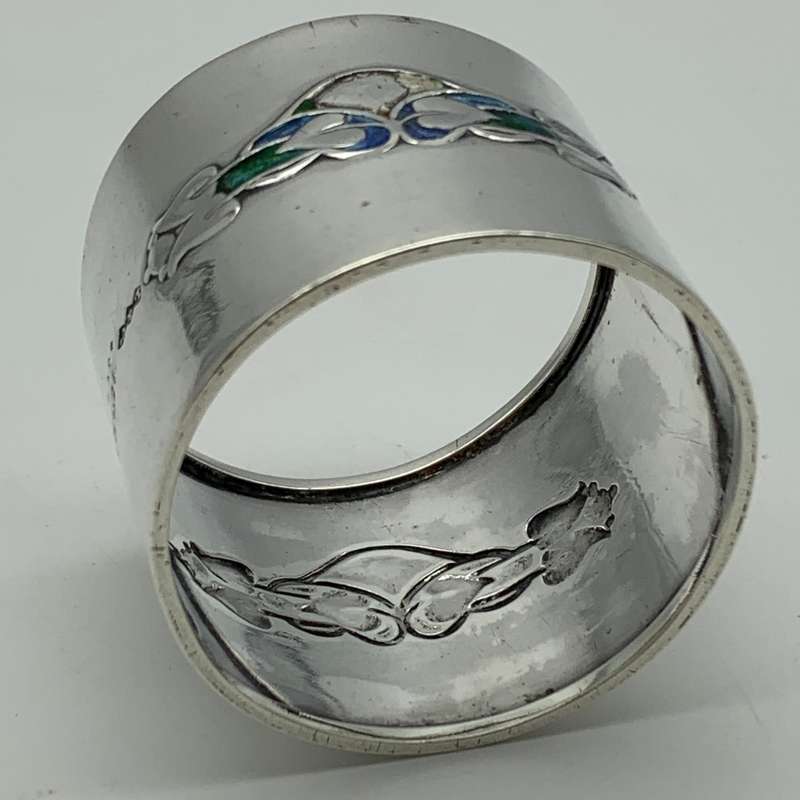 Rare `Liberty & Co` (CYMRIC) Silver & Enamel Napkin Ring (Archibald Knox)