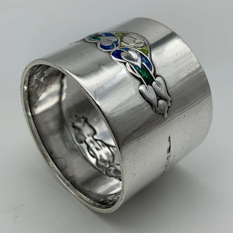 Rare `Liberty & Co` (CYMRIC) Silver & Enamel Napkin Ring (Archibald Knox)