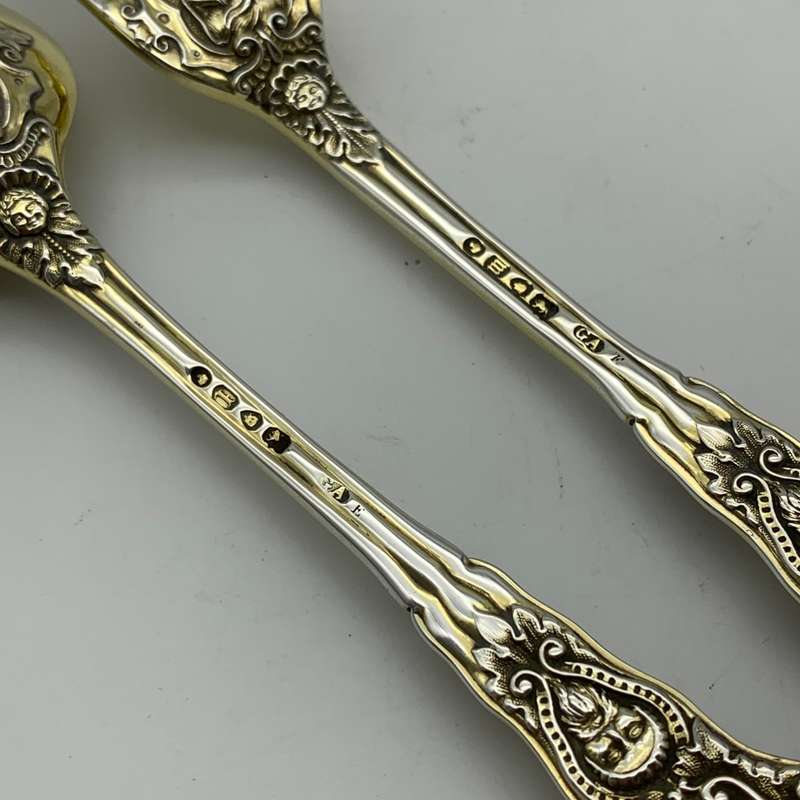 Victorian Silver Gilt Christening Fork & Spoon Set (Chawner & Co. 1867)
