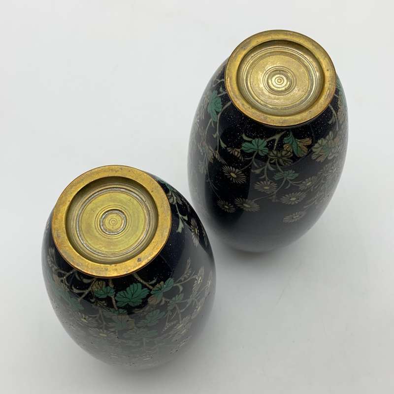 Pair Antique Japanese `Cloisonne-Enamel` Vases
