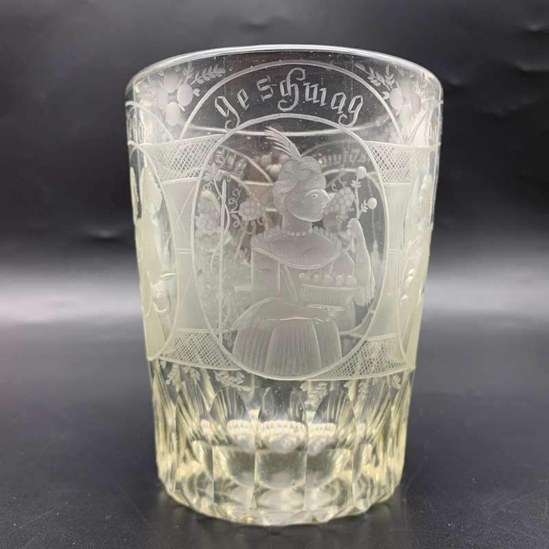 Rare Georgian Engraved Lead Glass Dutch Tumbler (C.1720`s)