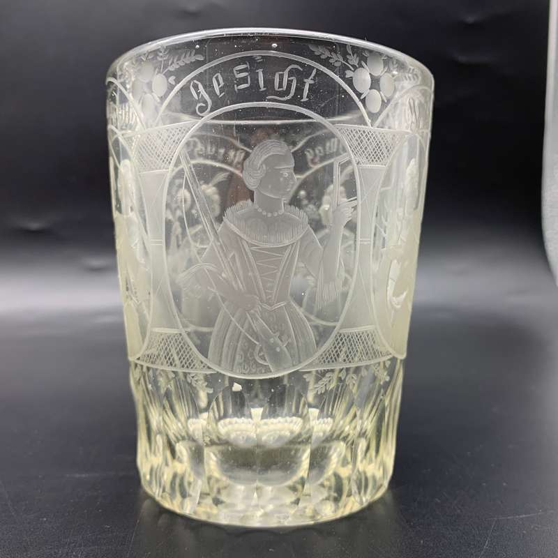 Rare Georgian Engraved Lead Glass Dutch Tumbler (C.1720`s)