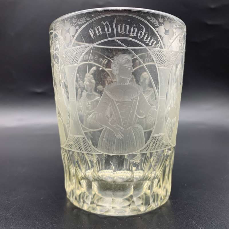 Rare Georgian Engraved Lead Glass Dutch Tumbler (C.1720`s)