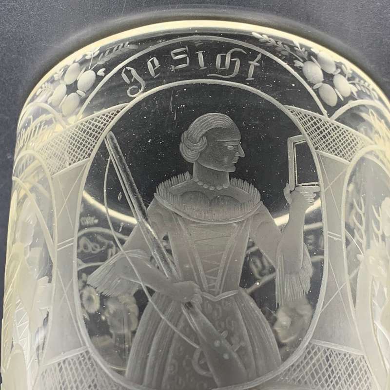 Rare Georgian Engraved Lead Glass Dutch Tumbler (C.1720`s)