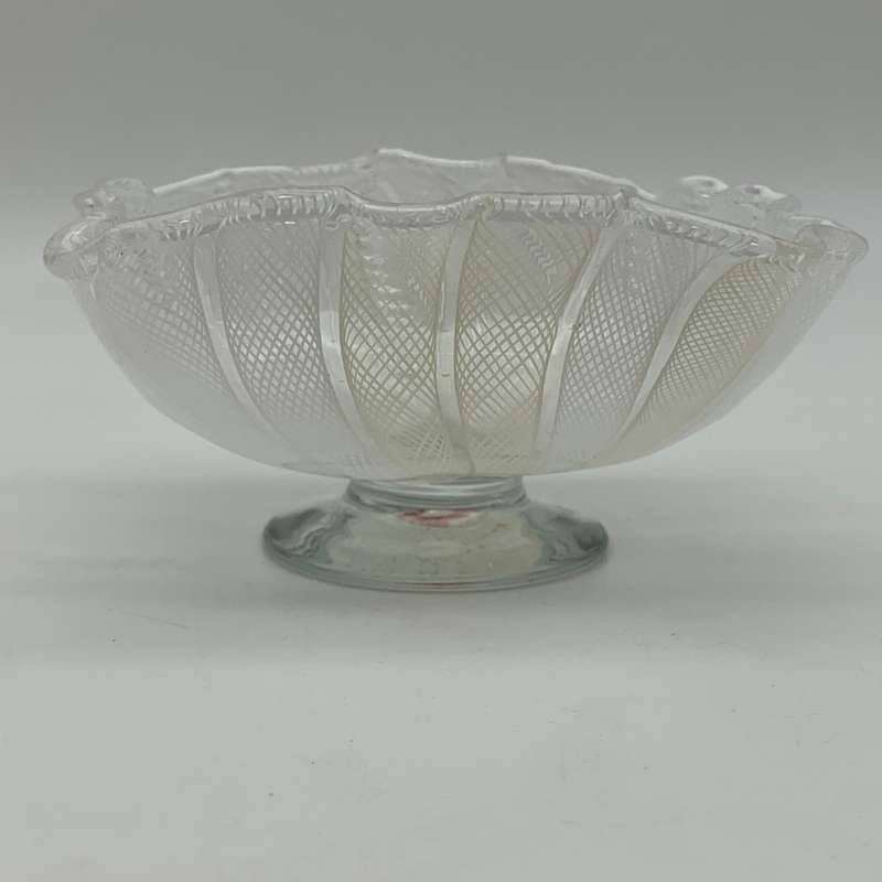 Early `Murano Lattice` Art Glass Finger Bowl (Salviati)