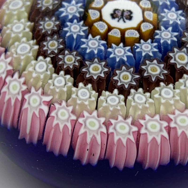 Vintage `Perthshire` (Millefiori & Butterfly) Glass Paperweight (Signed)