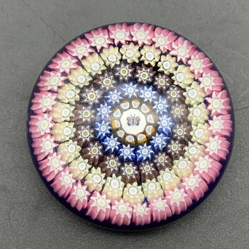 Vintage `Perthshire` (Millefiori & Butterfly) Glass Paperweight (Signed)