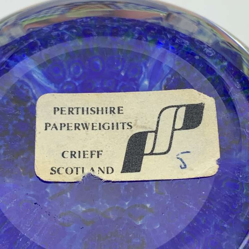 Vintage `Perthshire` (Millefiori) Glass Paperweight (Signed)