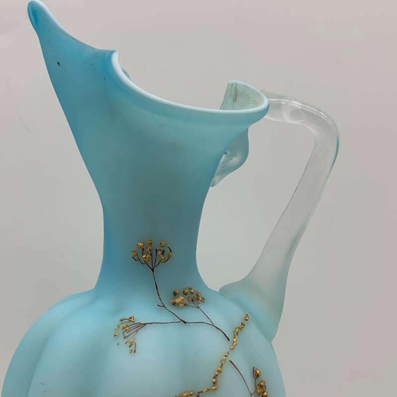 Antique `Blue Satin Glass` Ewer/Jug