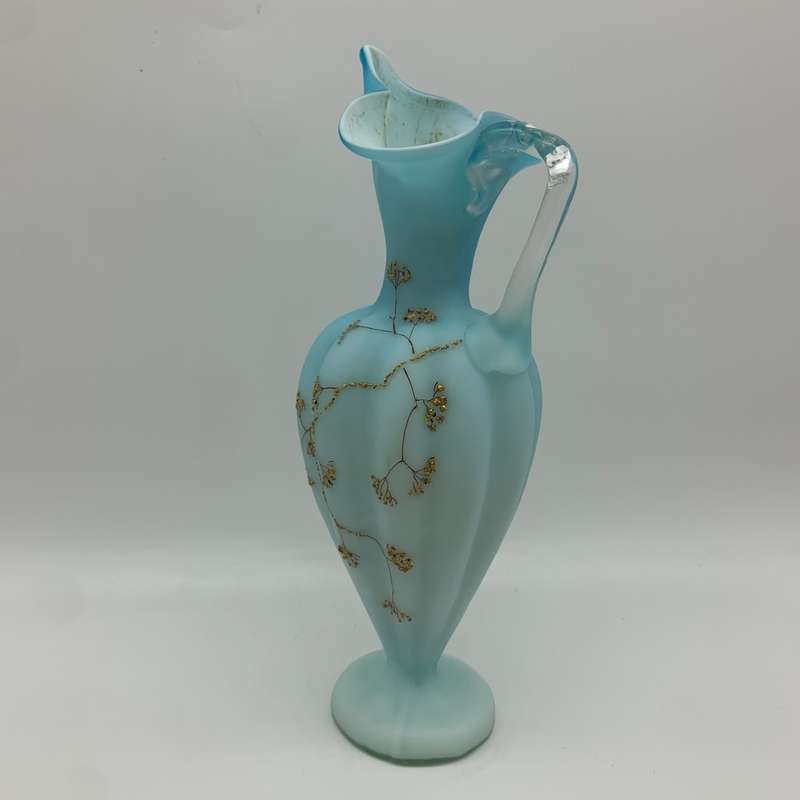 Antique `Blue Satin Glass` Ewer/Jug