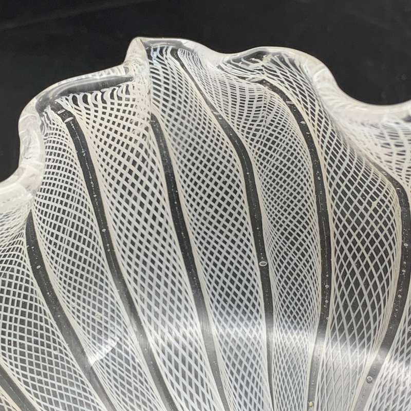 Early `Murano Lattice` Art Glass Finger Bowl (Salviati)