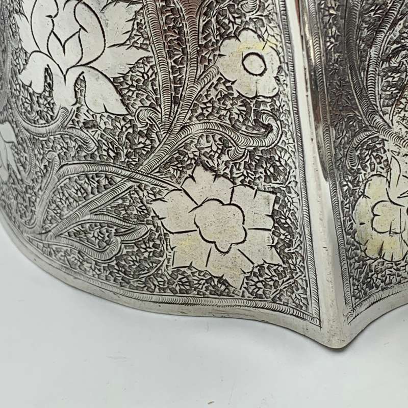 Antique Solid Silver `Floral Engraved` Teapot
