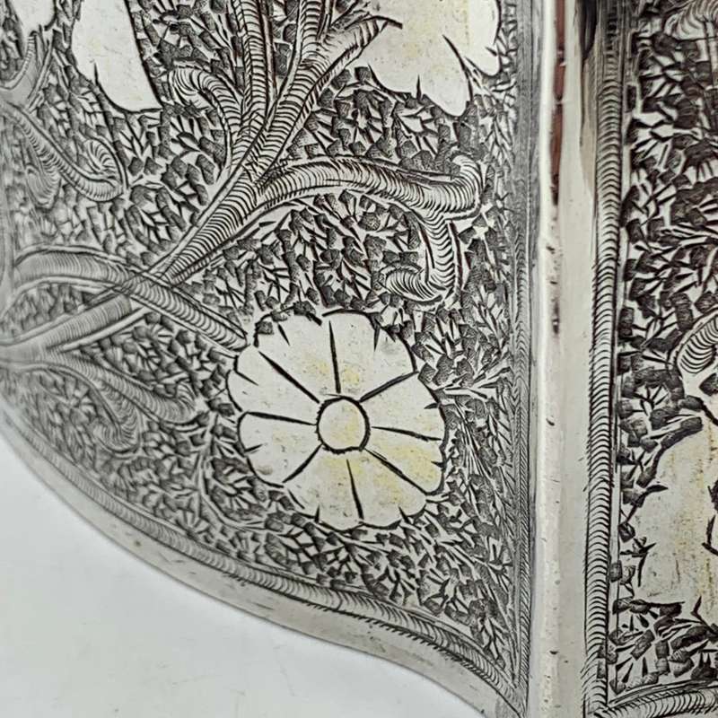 Antique Solid Silver `Floral Engraved` Teapot