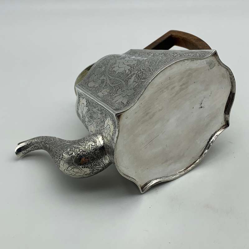 Antique Solid Silver `Floral Engraved` Teapot
