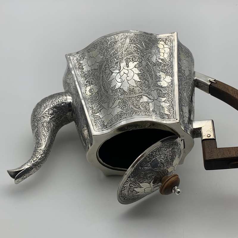 Antique Solid Silver `Floral Engraved` Teapot