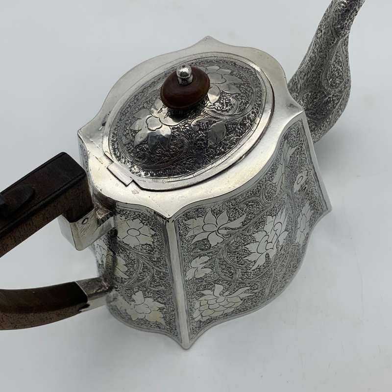 Antique Solid Silver `Floral Engraved` Teapot