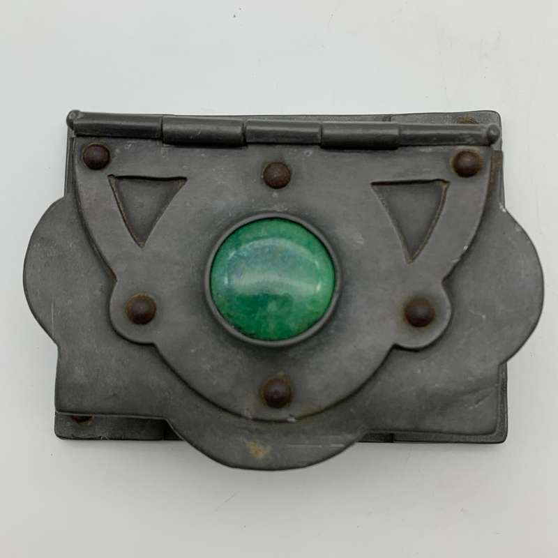 Rare `Arts & Crafts` Pewter & Ruskin Cabochon Box
