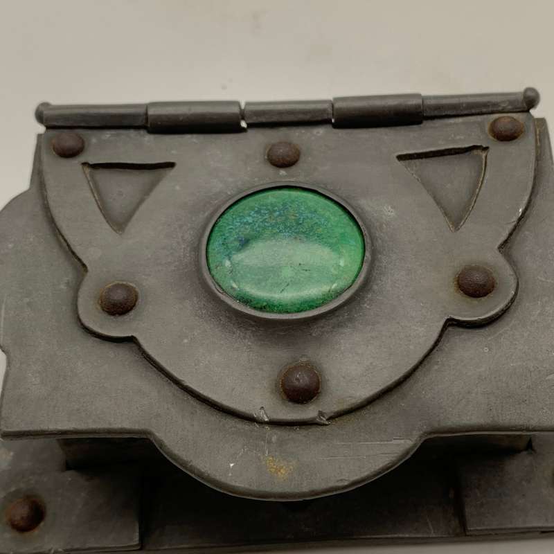 Rare `Arts & Crafts` Pewter & Ruskin Cabochon Box