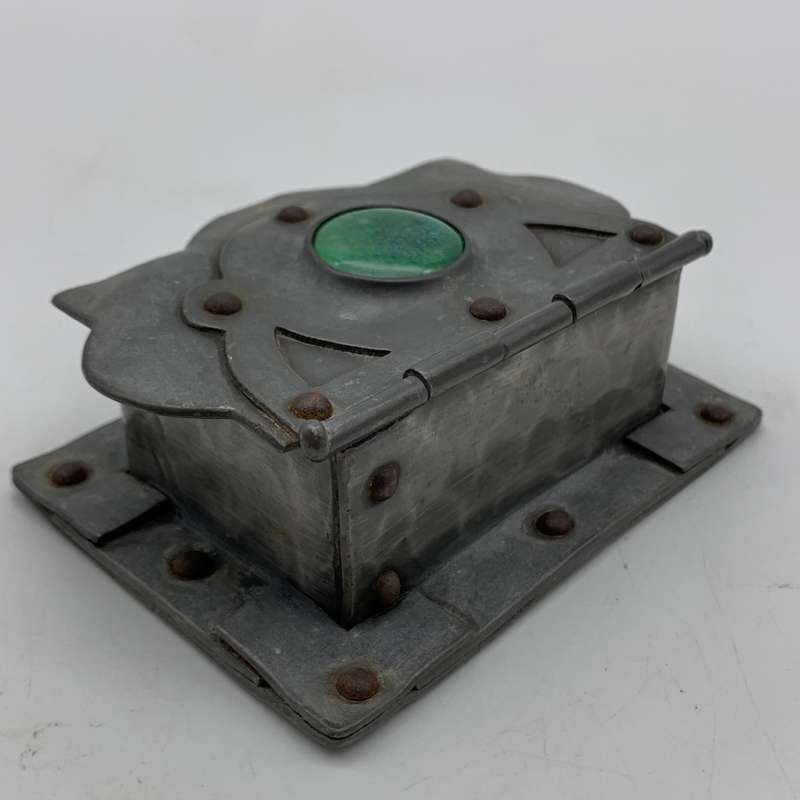 Rare `Arts & Crafts` Pewter & Ruskin Cabochon Box