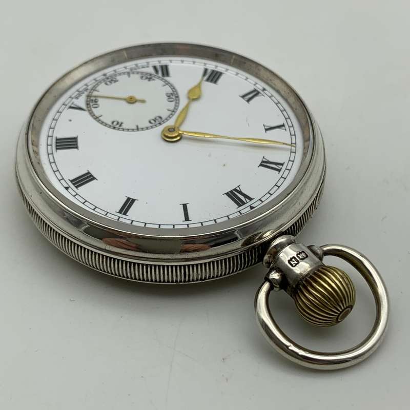 Early Large Sterling Silver Pocket Watch (Swiss 18 Jewels)