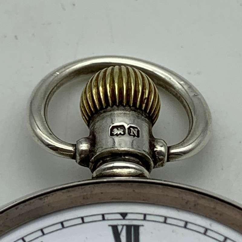 Early Large Sterling Silver Pocket Watch (Swiss 18 Jewels)