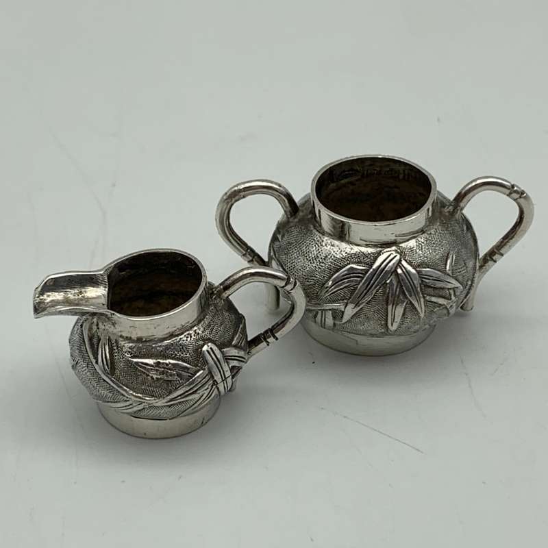 Antique Silver `Chinese Export` Miniature Tea Set (Wang Hing)