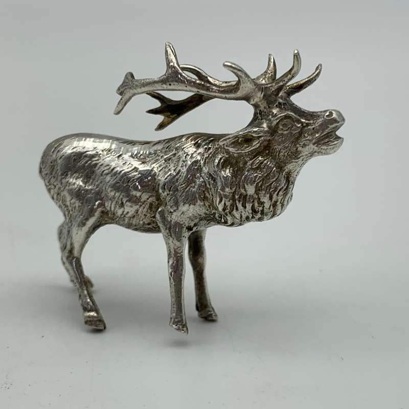 Antique Silver `Miniature` Stag Deer Figure (1902)