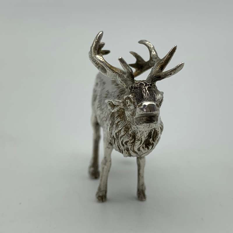 Antique Silver `Miniature` Stag Deer Figure (1902)