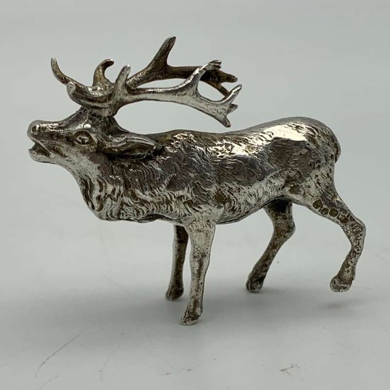 Antique Silver `Miniature` Stag Deer Figure (1902)