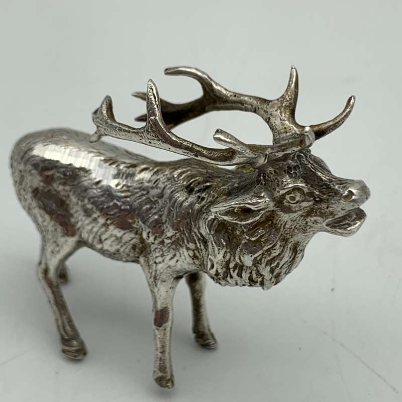 Antique Silver `Miniature` Stag Deer Figure (1902)