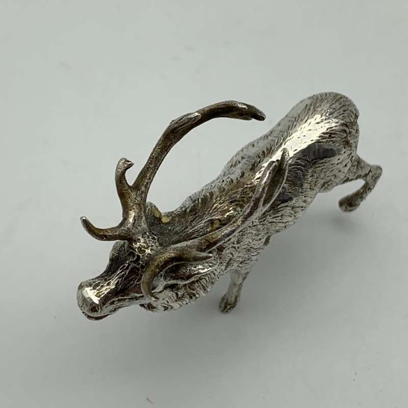 Antique Silver `Miniature` Stag Deer Figure (1902)