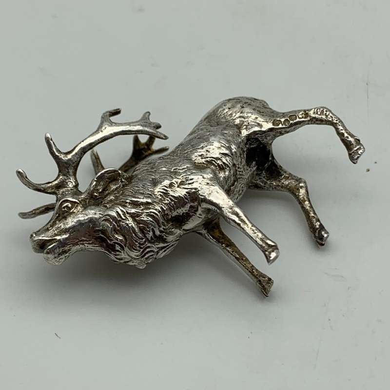 Antique Silver `Miniature` Stag Deer Figure (1902)
