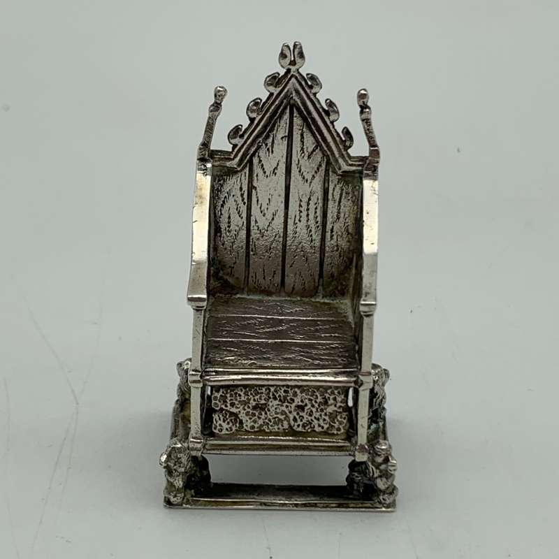 Antique Solid Silver Miniature `Coronation` Throne (1910)