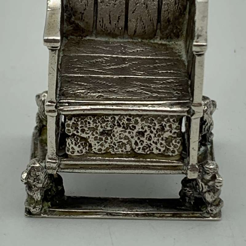 Antique Solid Silver Miniature `Coronation` Throne (1910)