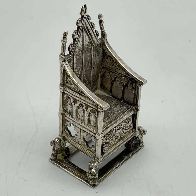 Antique Solid Silver Miniature `Coronation` Throne (1910)
