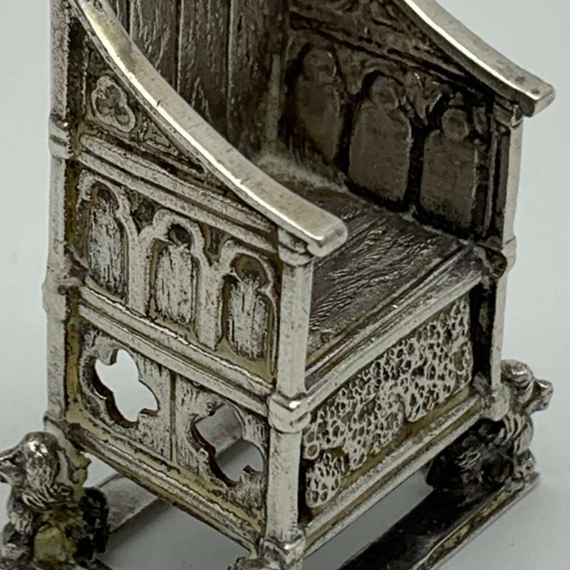 Antique Solid Silver Miniature `Coronation` Throne (1910)