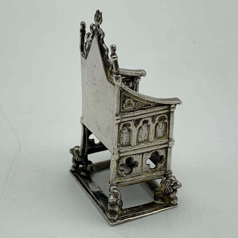 Antique Solid Silver Miniature `Coronation` Throne (1910)