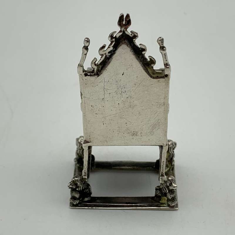 Antique Solid Silver Miniature `Coronation` Throne (1910)